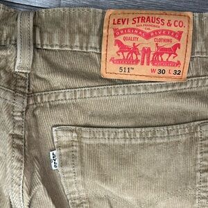 Levi’s 511 Corduroy Pants Men’s 30X32 brown white tag